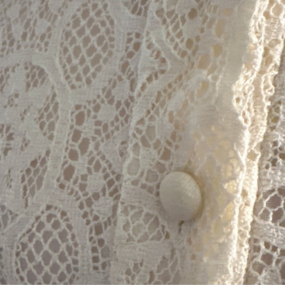 Elegant Cream Lace Button-Up Blouse - Picture 4 of 4